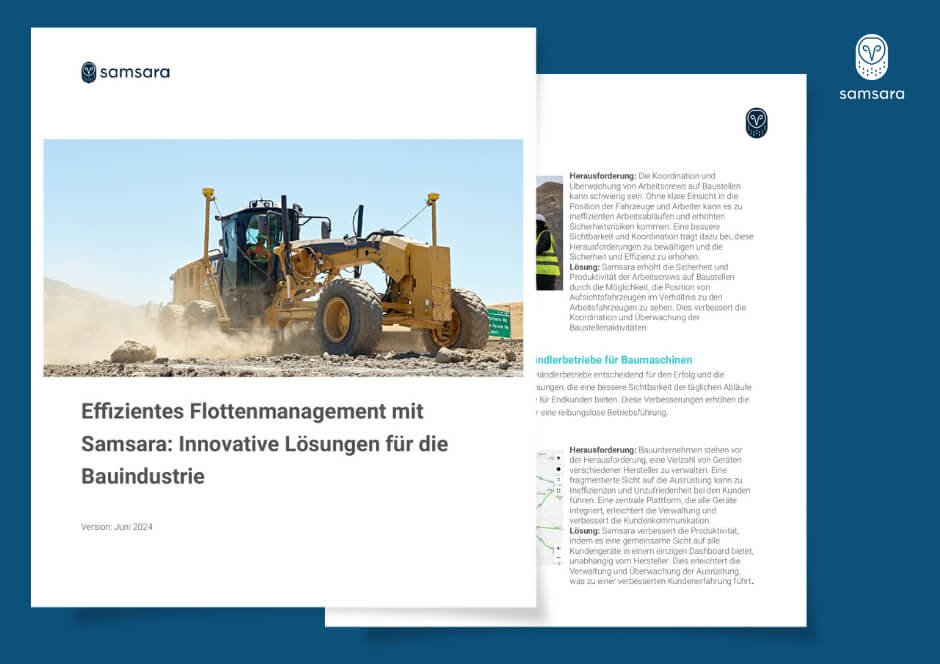 Fahrzeuge, Baumaschinen und Mitarbeiter im Baustelleneinsatz